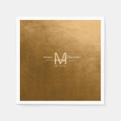 水彩結婚モノグラム秋金ゴールドID786 スタンダードカクテルナプキン (正面)