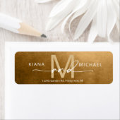 水彩結婚モノグラム秋金ゴールドID786 ラベル (インサイチュ)