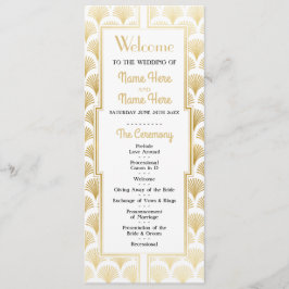 水彩結婚式プログラム 1920年代 アートデコ ゴールド プログラム