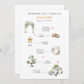水彩結婚式図解入りの、写真付きののタイムライン プログラム (正面/裏面)