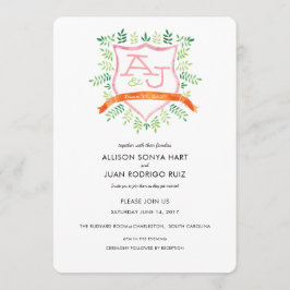 水彩結婚式招待状クレストモノグラム 招待状