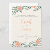 水彩結婚式招待状テンプレート 招待状 (正面/裏面)