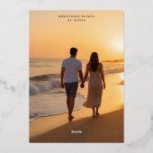 水彩結婚式招待状写真テンプレートサンゴ 箔シーズンカード (裏面)