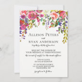 水彩結婚式招待状赤面フローラブーケ 招待状 (正面)