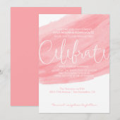 水彩結婚式招待状-ピンクサンゴブラシ 招待状 (正面/裏面)