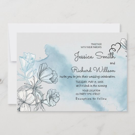 水彩結婚式招待状 招待状 (正面)