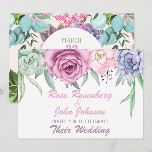 水彩結婚式招待状 招待状 (正面/裏面)