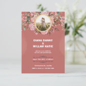 水彩結婚式招待状（赤い花） 招待状 (スタンド正面)
