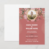 水彩結婚式招待状（赤い花） 招待状 (正面/裏面)