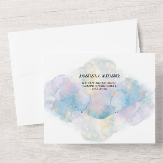 水彩結婚式招待状/rsvp/menu。 オールインワン招待状 (裏面)