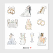 水彩結婚式 シール (シート)