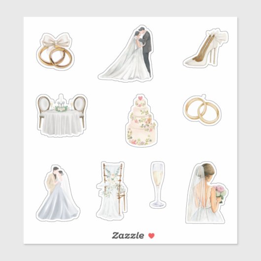 水彩結婚式 シール (シート)