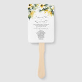 水彩結婚式 プログラムダスティブルー&イエロー ハンドファン (正面)