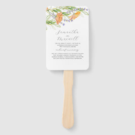 水彩結婚式 プログラムワイルドフラワーテーマ ハンドファン