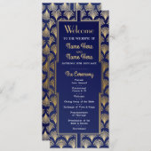 水彩結婚式 プログラム1920のアールデコ金ゴールド プログラム (正面/裏面)