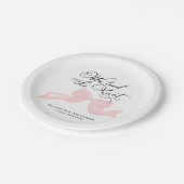 水彩結婚紙プレート |ピンクボウ ペーパープレート (アングル)