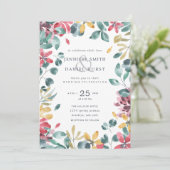水彩結婚葉 招待状 (スタンド正面)
