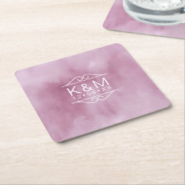 水彩結婚薄紫ID654 スクエアペーパーコースター