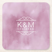 水彩結婚薄紫ID654 スクエアペーパーコースター (正面)