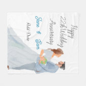 水彩結婚記念日 フリースブランケット (正面(横))