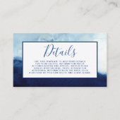 水彩結婚詳細カードネイビーブルーQRコード エンクロージャーカード (正面)