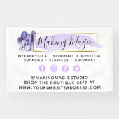 水彩結晶と金ゴールド幾何学模様ボホロゴ 横断幕 (横)