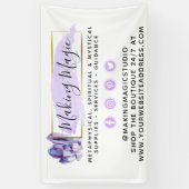 水彩結晶と金ゴールド幾何学模様ボホロゴ 横断幕 (縦)