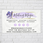 水彩結晶と金ゴールド幾何学模様ボホロゴ 横断幕