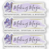 水彩結晶と金ゴールド幾何学模様3ピースのロゴ シール (正面)