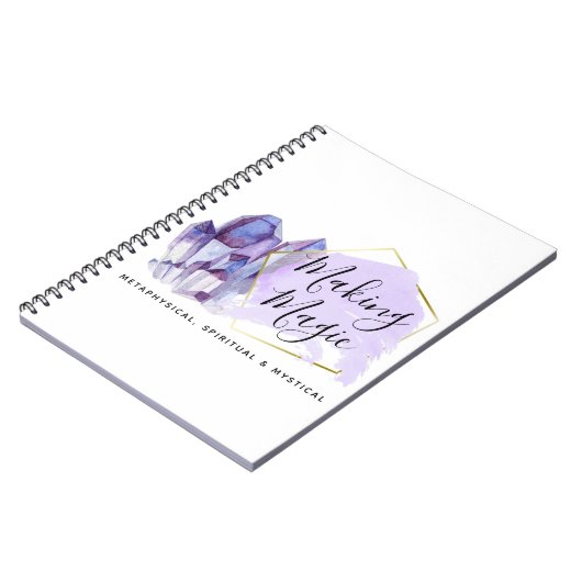 水彩結晶と金ゴールド幾何学的ミニマリスト ノートブック (左側)