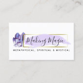 水彩結晶と金ゴールド幾何学的ミニマリスト 名刺 (正面)