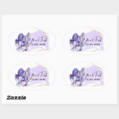 水彩結晶と金ゴールド幾何学的ミニマリスト 楕円形シール (シート)