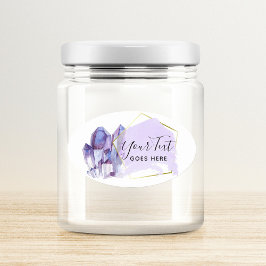 水彩結晶と金ゴールド幾何学的ミニマリスト 楕円形シール