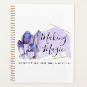 水彩結晶と金ゴールド幾何学Bohoロゴ プランナー手帳 (正面)