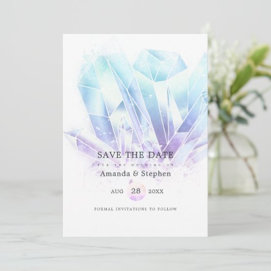 水彩結晶ウェディング日付を保存 セーブザデート (スタンド正面)
