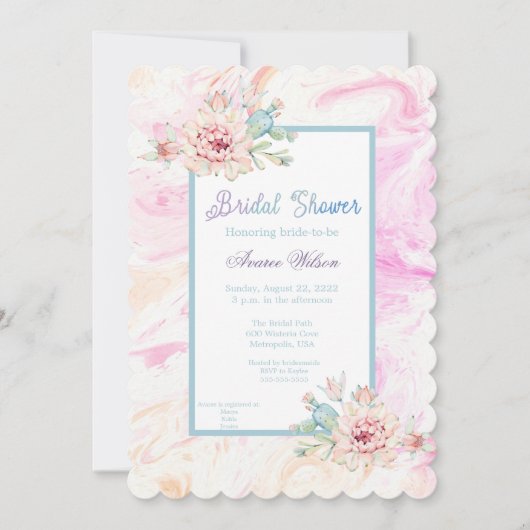 水彩絞り染めと花綿キャンディカラー 招待状 (正面)