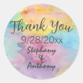水彩絞り染めルックサンキュー結婚ズ ラウンドシール (正面)