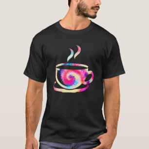 水彩絞り染めレインボーコーヒー用コーヒー Tシャツ