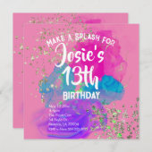 水彩絞り染め絵を描誕生日招待状 (正面/裏面)