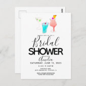 水彩絵の具で描かれたウェディングシャワーパーティー ポストカード (正面/裏面)