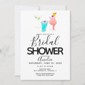 水彩絵の具で描かれたウェディングシャワーパーティー 招待状 (正面)