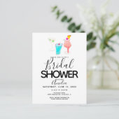 水彩絵の具で描かれたカジュアルな結婚前お披露目パーティー ポストカード (スタンド正面)