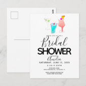 水彩絵の具で描かれたカジュアルな結婚前お披露目パーティー ポストカード (正面/裏面)