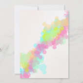 水彩絵の具の飛沫 カラフルな誕生日 招待状 (裏面)