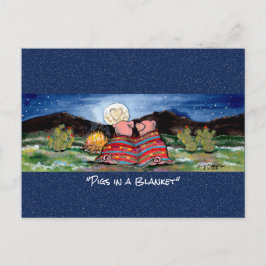 水彩絵はがきお洒落の豚 ポストカード