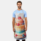 水彩絵を描のケ飾ーキ エプロン (着用した状態)