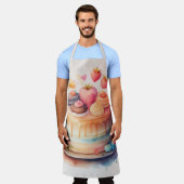 水彩絵を描のケ飾ーキ エプロン (着用した状態)