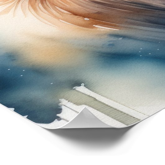 水彩絵を描の威厳のあるエルク1:1 ポスター (角)