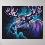 水彩絵を描の威厳のあるムース5:4 ポスター (正面)