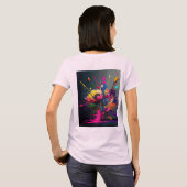 水彩絵を描デザイン女子Tシャツ Tシャツ (裏面フル)
